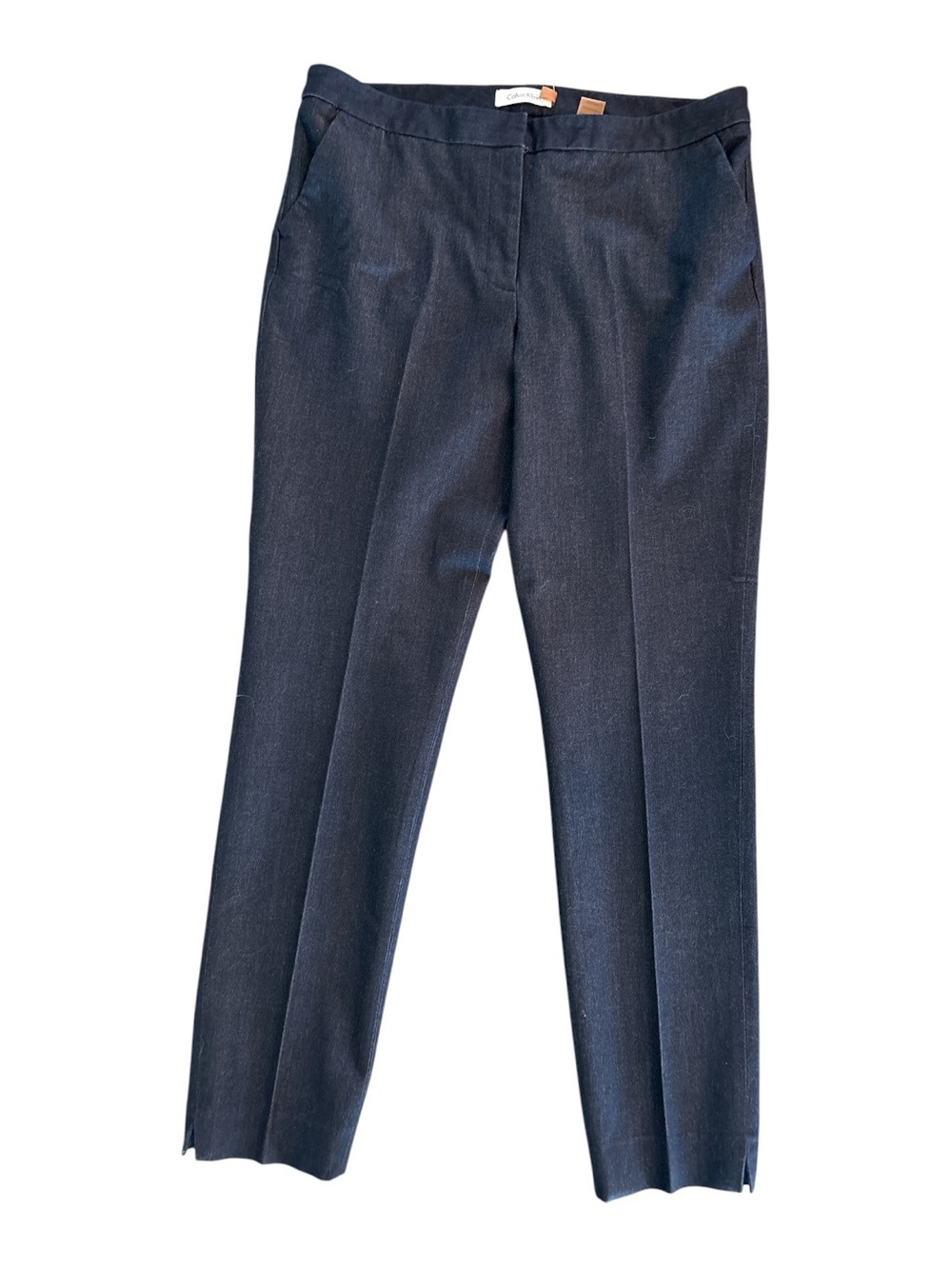 Calvin Klein Navy Tailored Straight-Leg Stretch Denim Pants